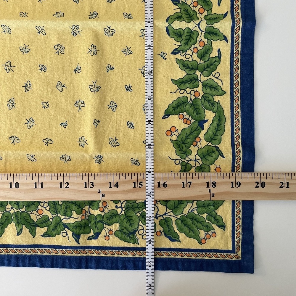 William Sonoma Cotton Napkins SET OF 6 Yellow French Country Bees Vines 20x20 - Picture 8 of 8